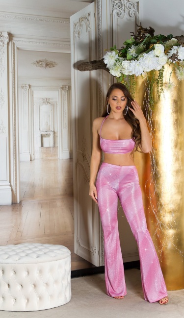 Party Crop top with glitter gradient Pink